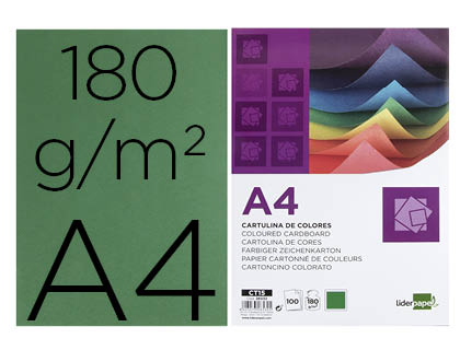 100h. cartulina Liderpapel A4 180g/m² verde abeto